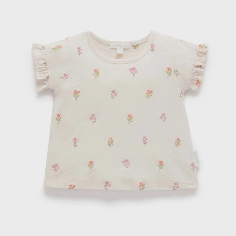 Cloud Sprig Broderie Ruffle Tee