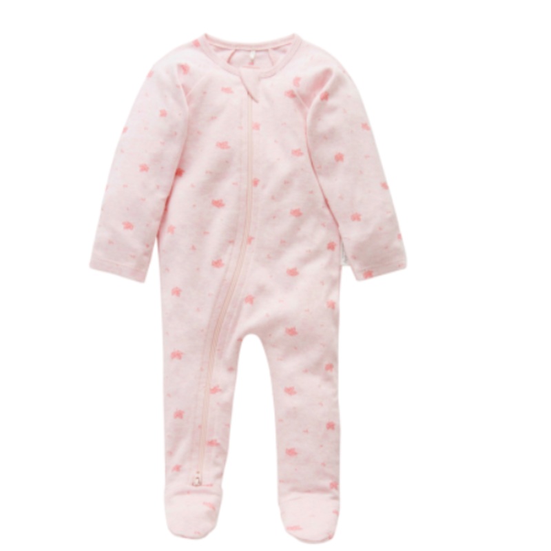 Pale Pink Leaf Zip Growsuit