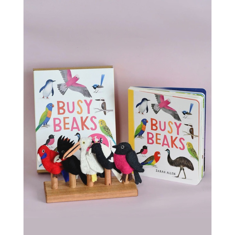 Busy Beaks Finger Puppets and Book Set by Sarah Allen