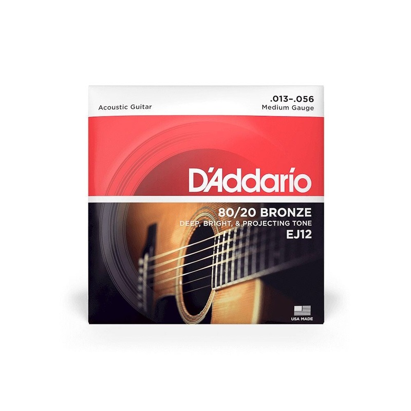 D’Addario EJ12 80/12 Bronze Acoustic Guitar Strings Medium 13-56 Gauge