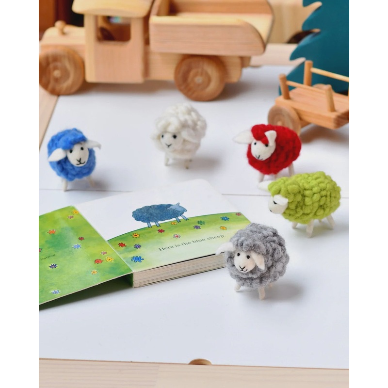 Felt Green Sheep Toys Set (5 Colours)