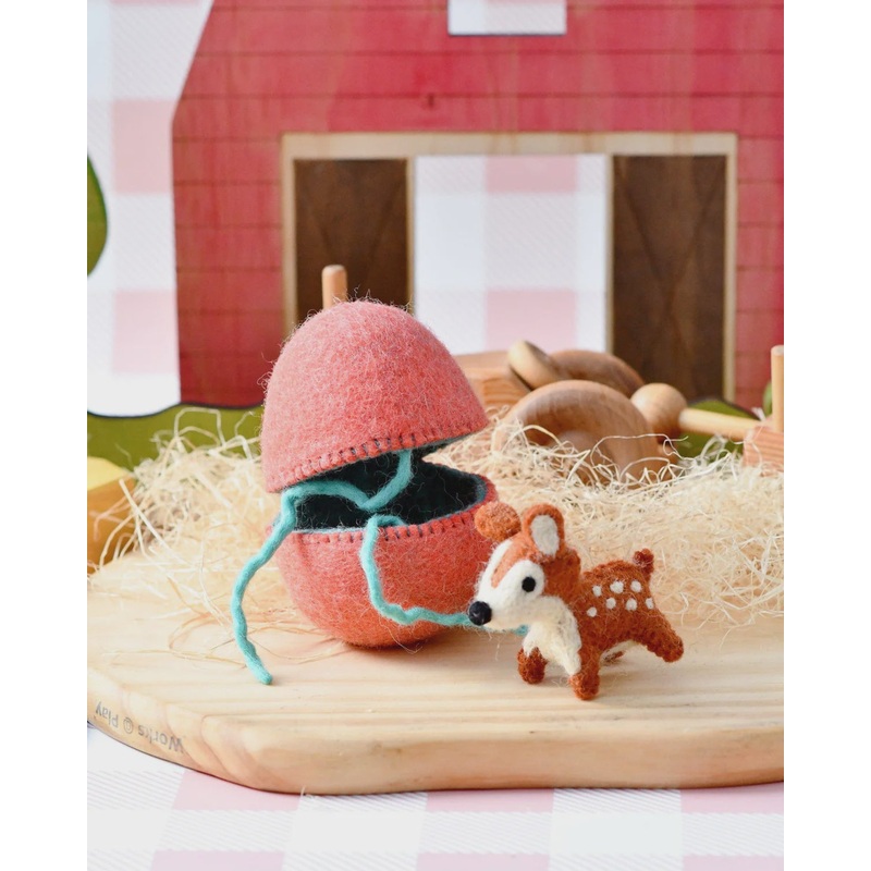 Felt Surprise Egg with Deer Inside