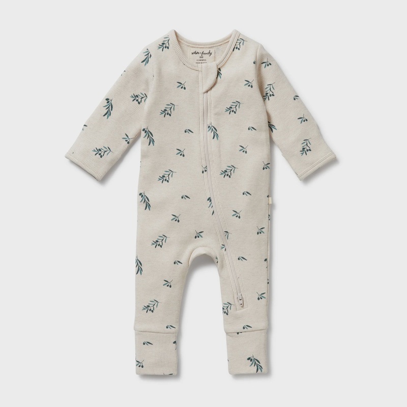 Organic Waffle Zipsuit – Little Olive