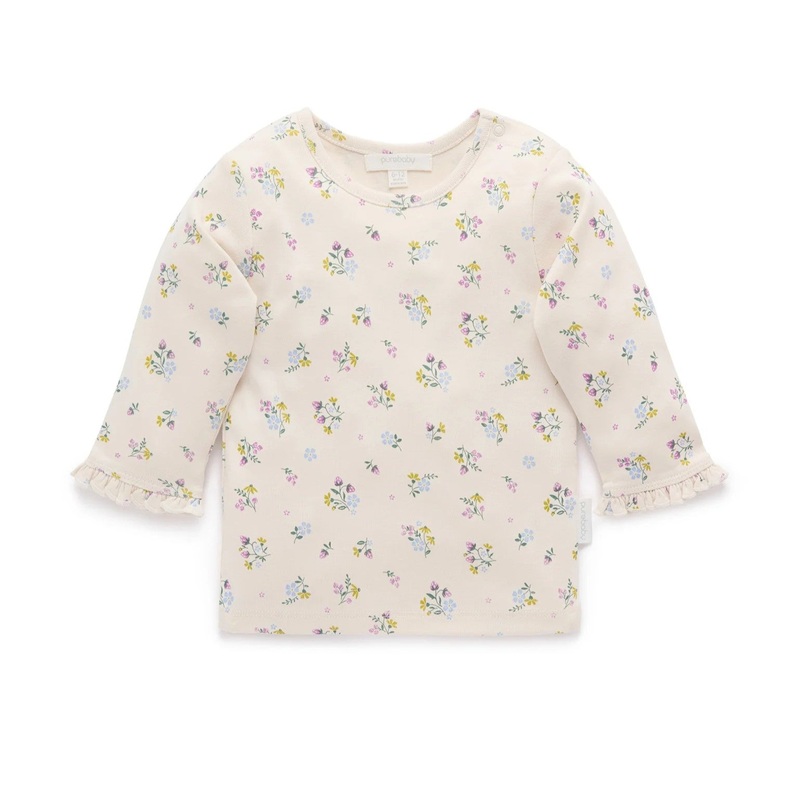 Pointelle Rib Layering Top – Strawberry Blossom Print