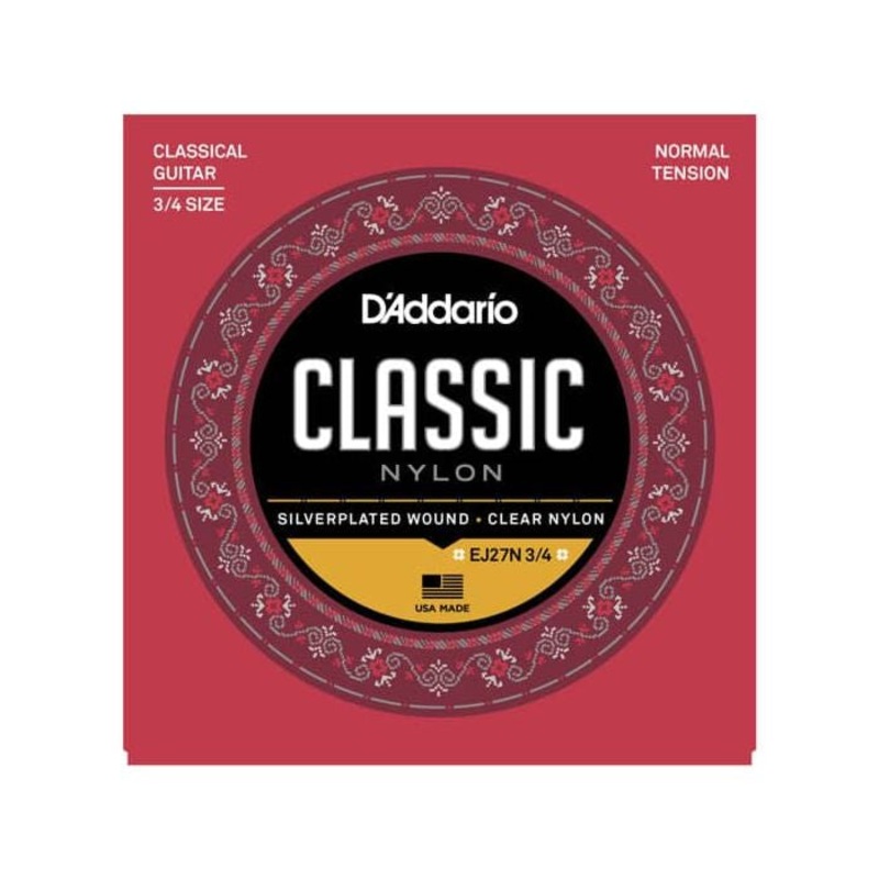 D’Addario EJ27N 3/4 Nylon Fractional Classical Guitar Strings Normal Tension