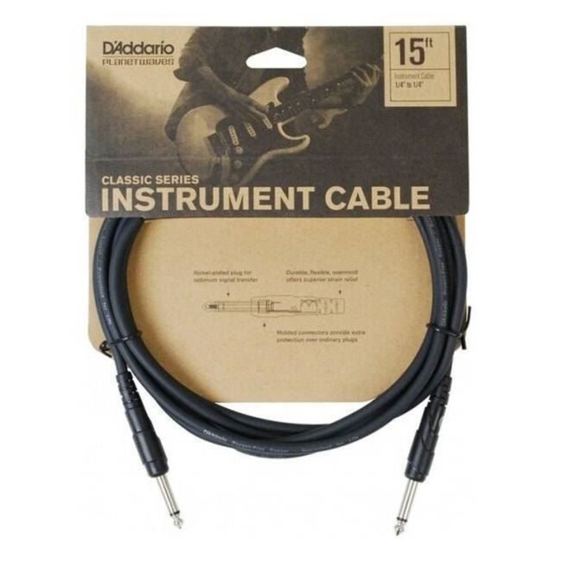 DAddario PW-CGT-15 Classic Series Instrument Cable, Straight to Straight, 15 ft.