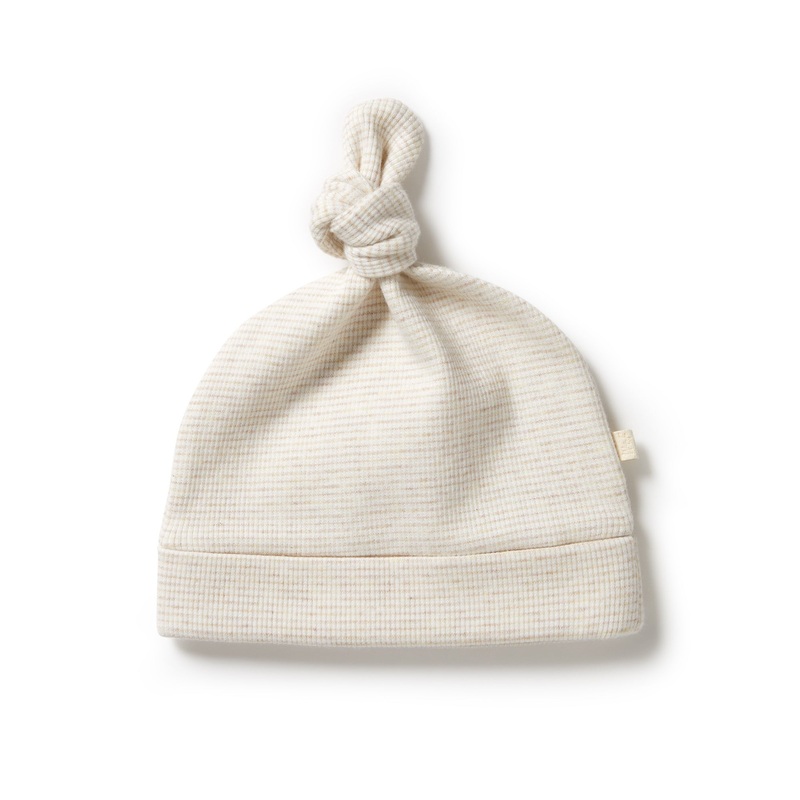 Organic Stripe Rib Knot Hat – Oatmeal