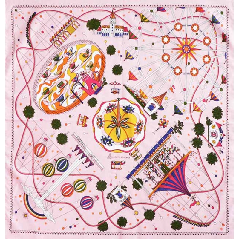 Asayama Misato – Amusement Park 75 x 75 cm Furoshiki (Japanese Wrapping Cloth)  75 x 75 cm Furoshiki (Japanese Wrapping Cloth)