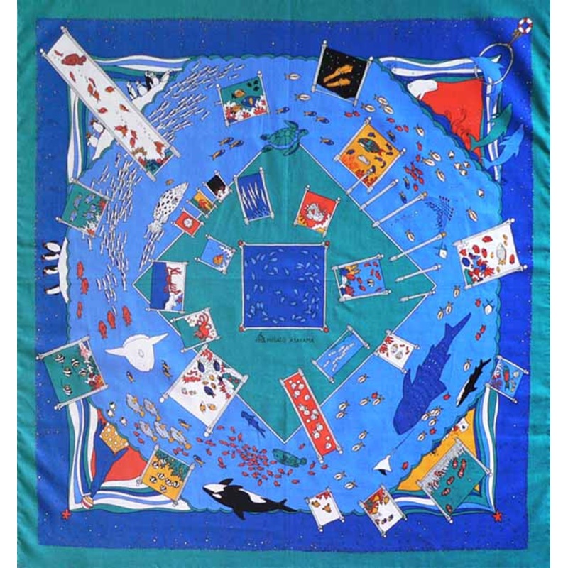 Asayama Misato – Aquarium 75 x 75 cm Furoshiki (Japanese Wrapping Cloth)