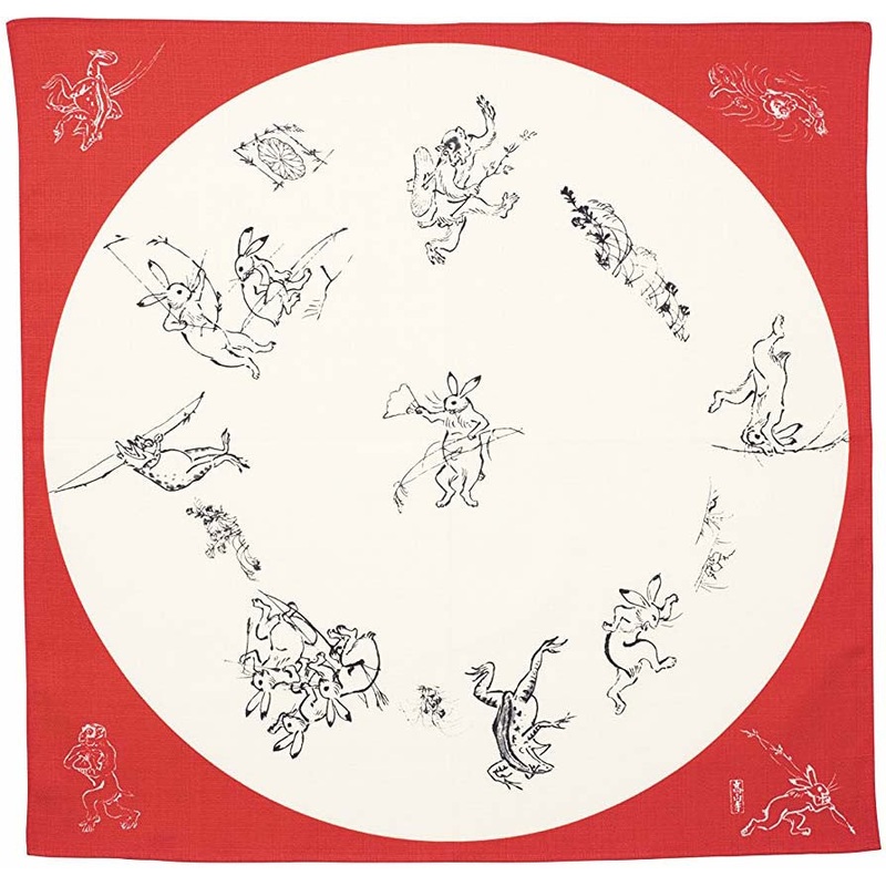 Cho Jyu Jinbutsu Giga Red () – Furoshiki 68 x 68 cm