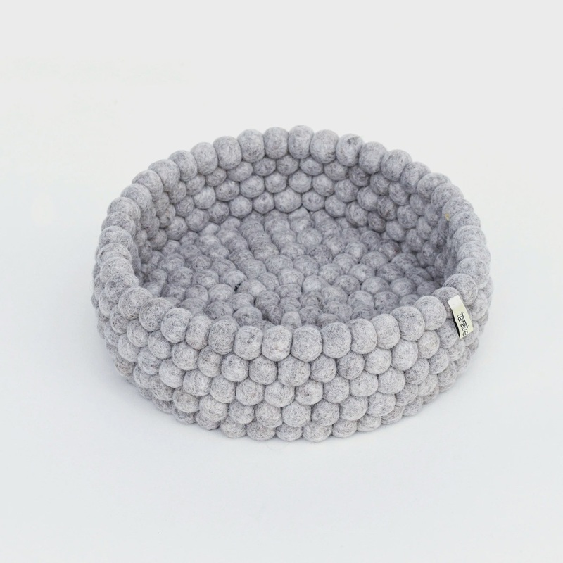 Felt Ball Basket – Light Grey 30cm