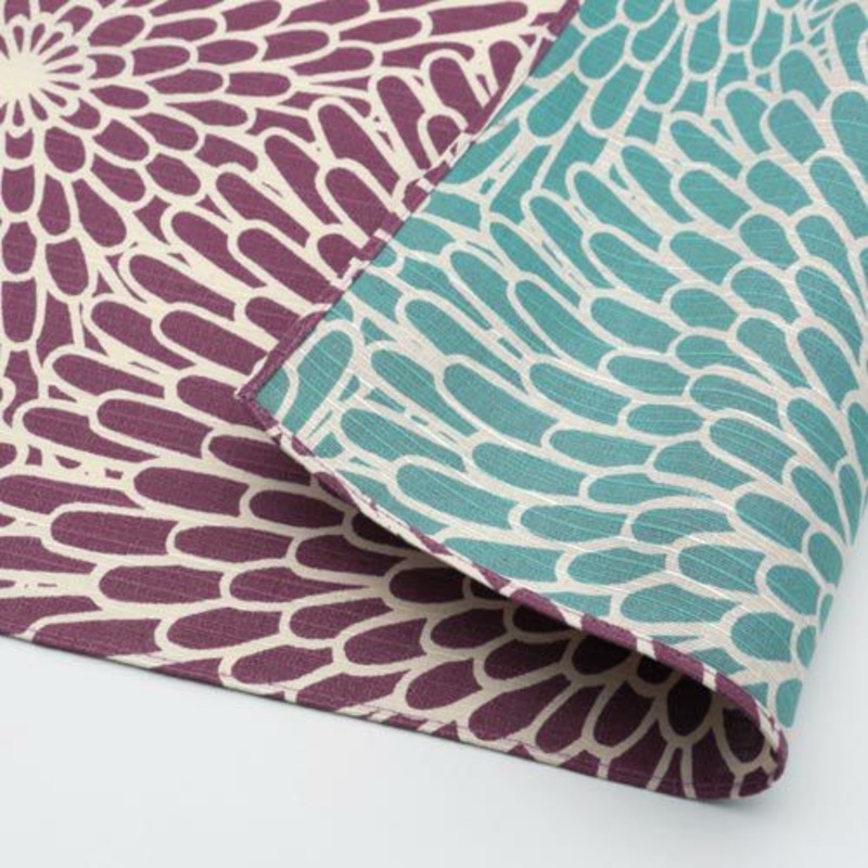 Isamonyou –  Double-Sided Dyeing Kiku (Chrysanthemum) Purple/Light Green- Furoshiki (Japanese Wrapping Cloth)