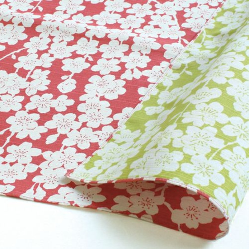 Isamonyou –  Double-Sided Dyeing Sakura Green/Pink     / – Furoshiki (Japanese Wrapping Cloth)