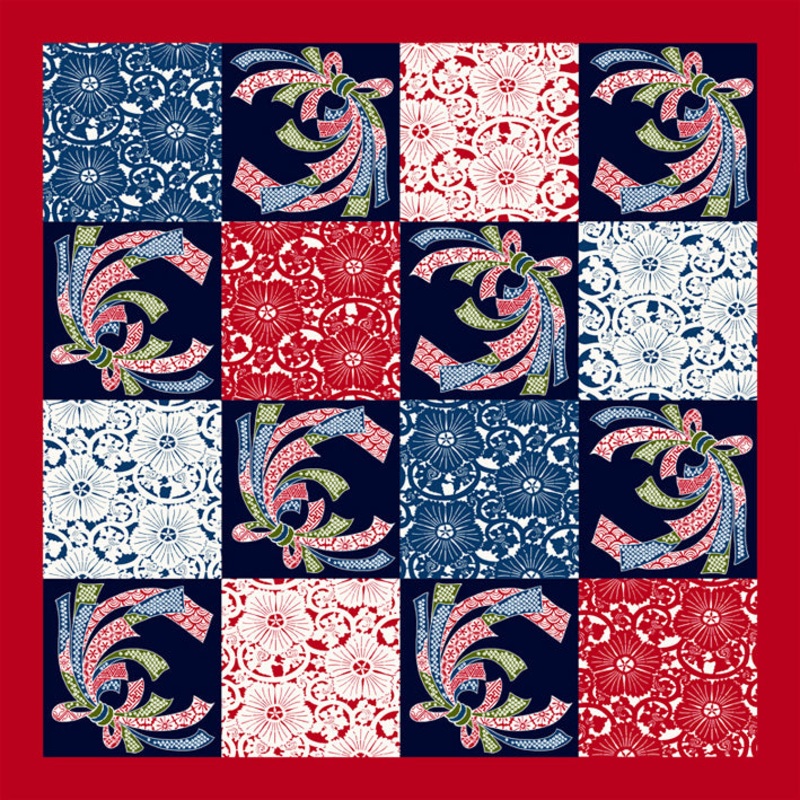 Jiyufu – Noshi Ichimatsu    – Furoshiki – 118 x 118 cm