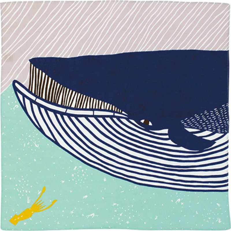 Kata Kata – Fin whale  Blue   – Furoshiki   50 x 50 cm