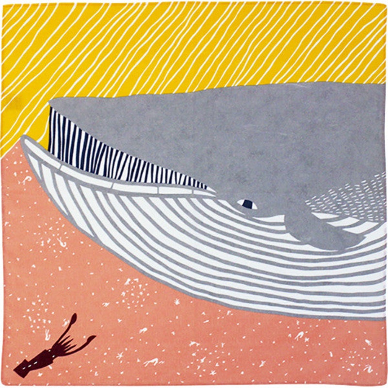 Kata Kata – Fin whale Pink – Furoshiki   50 x 50 cm