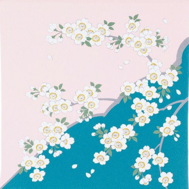 Koetsu Chirimen Yuzen – Sakura  – Furoshiki  70 x 70 cm
