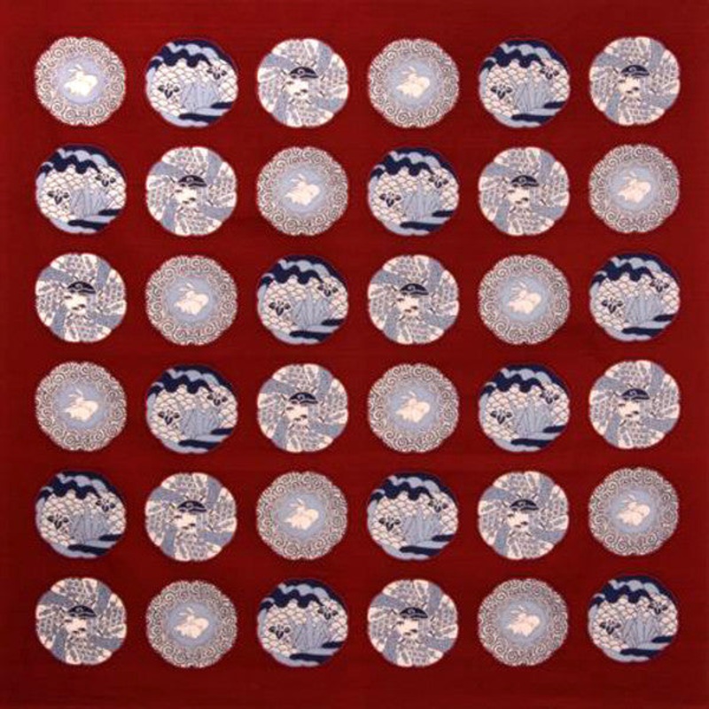 Maruwa – Imari Komon Ezara Vermilion    100cm – Furoshiki 100 x 100 cm