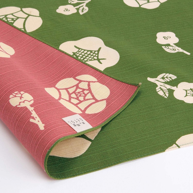 Omotenashi –  Double-Sided Dyeing Bara (Rose) Green/Pink – Furoshiki (Japanese Wrapping Cloth)