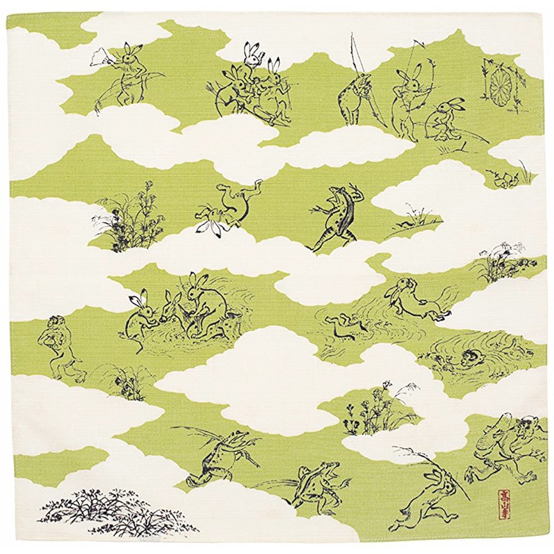 Sumidagawa – Cho Jyu Jinbutsu Giga Green () – Furoshiki 48 x 48 cm