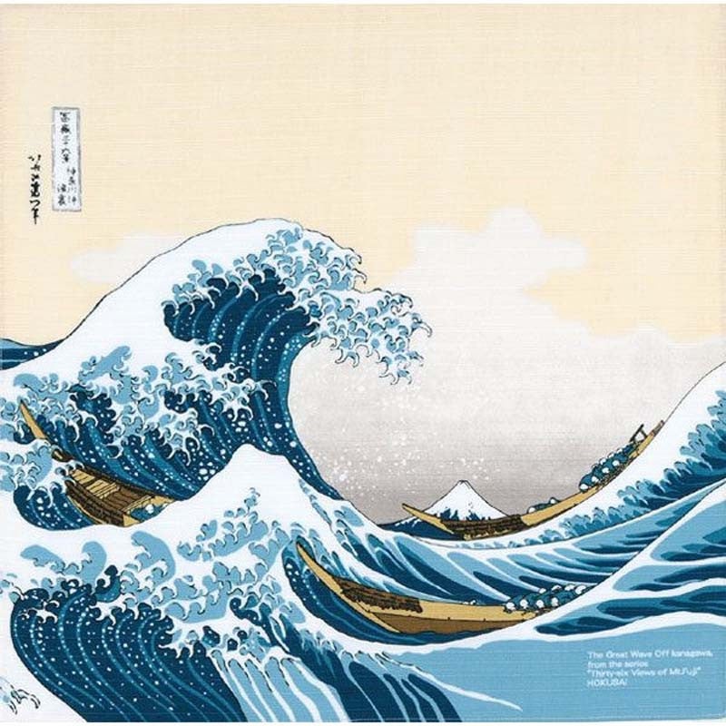 Sumidagawa – Katsushika Hokusai -The Great Wave off Kanagawa ()  – Furoshiki 48 x 48 cm