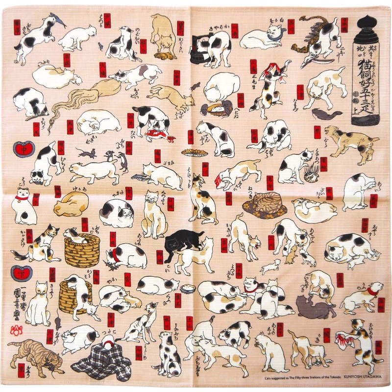 Sumidagawa – Utagawa Kuniyoshi – Myaukaikougo Jyusanbiki () – Furoshiki  48 x 48 cm