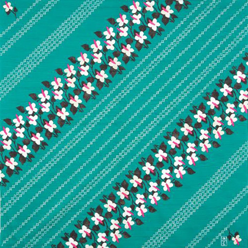 Takehisa Yumeji – Yotsuba Dokudami Green  – Furoshiki 90 x 90 cm