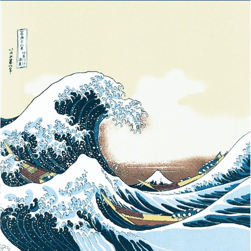Ukiyoe Chirimen Yuzen  Rayon 100% – Katsushika Hokusai  – Namiura ni Fuji ()  – Furoshiki  68 x 68 cm