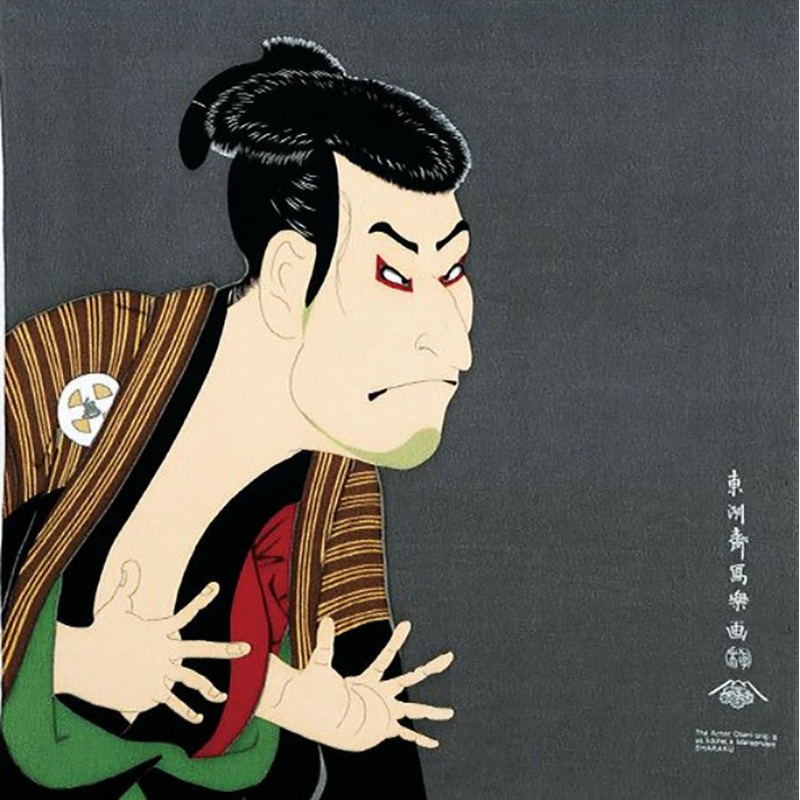 Ukiyoe Chirimen Yuzen  Rayon 100% – Toshusai Sharaku – Sharaku () – Furoshiki  68 x 68 cm