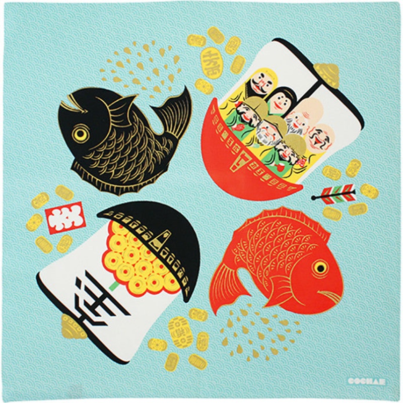 Cochae – Shichifukuji and Tai – Furoshiki 70 x 70 cm