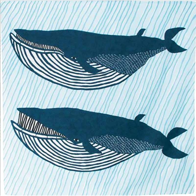 Kata Kata – Water repellent finish –  Fin whale  blue    () – Furoshiki   100 x 100 cm