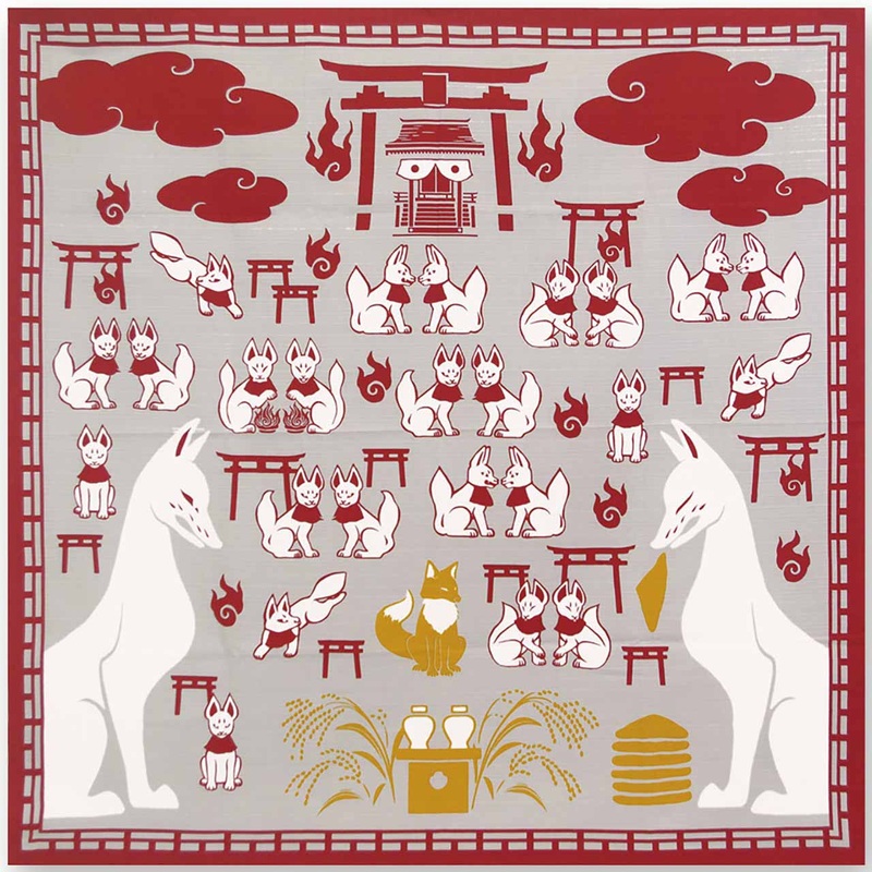 Kenema – Hyaku Sen Kitsune Inari   – Furoshiki  90X90cm