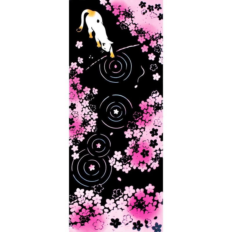 Kenema  – Neko mo Hanami (Cherry-blossom viewing)   (The dyed Tenugui)