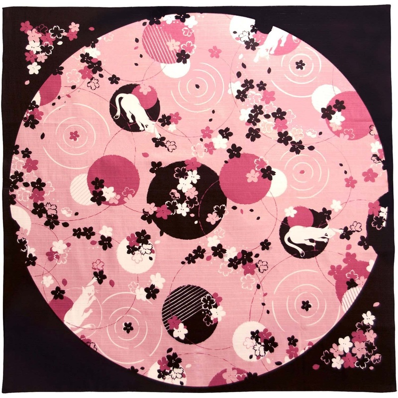 Kenema- Neko mo hanami   – Furoshiki  90X90cm