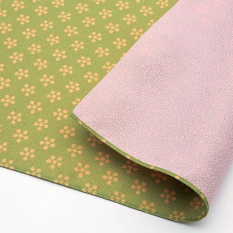 Rikyu Ume (Plum) -Double-Sided Dyeing Furoshiki – Green / Pink – 70 x 70 cm