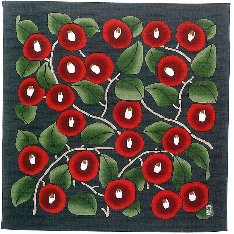 Takehisa Yumeji – Tsubaki (Camellia) gray – Furoshiki 90 x 90 cm
