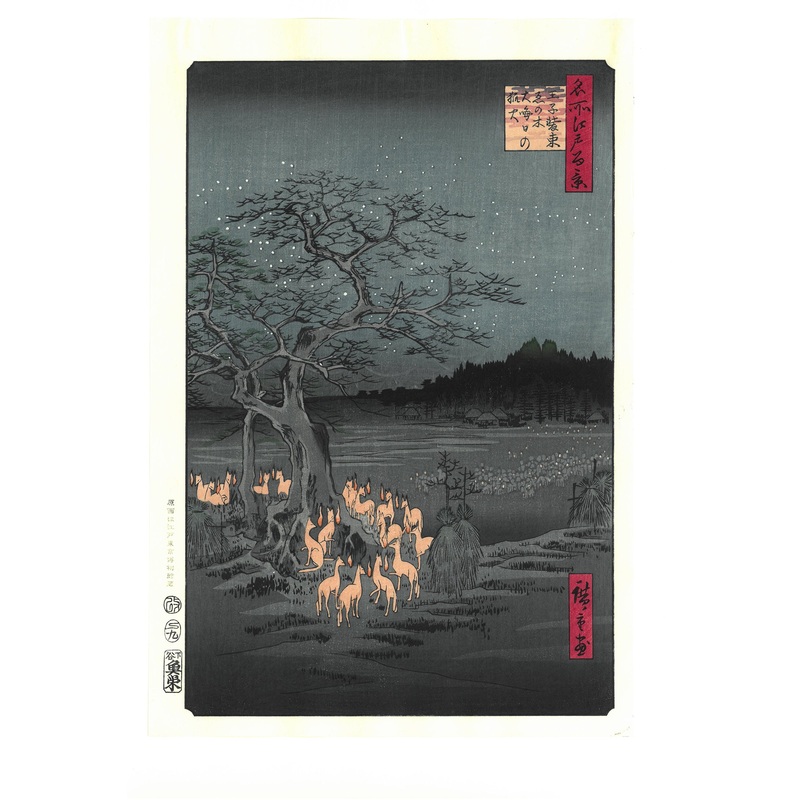 Utagawa Hiroshige – No.118 Kitsunebi on New Year’s Night under the Enoki Tree near ji   – One hundred Famous View of Edo – Free shipping