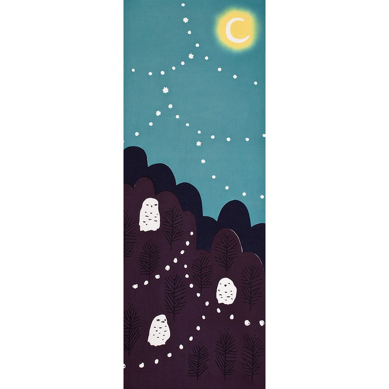 Wafuka -Tsukiyo ni Fukuro (Owl on moonlit night) (The dyed Tenugui)