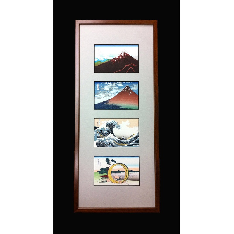Katsushika Hokusai – Unsodo edition 4 scene of Thirty-six Views of Mount Fuji in Frame – Miniature scale – Free Shipping