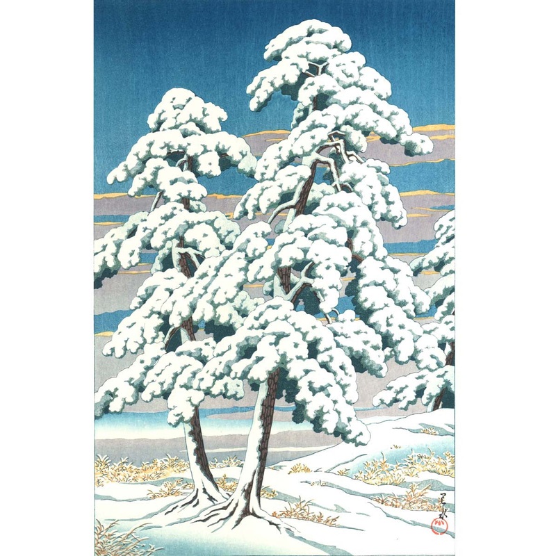 Kawase Hasui – #HKS-5  Matsu no Yuki Hare (Pine Tree after Snow) – Free Shipping