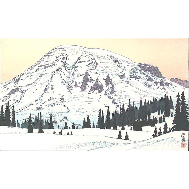 Yoshida Toshi – Mt. Rainier in Winter- Free Shipping