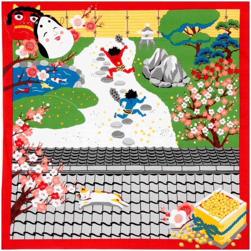 Mikeneko Mike – February Furoshiki (Japanese Wrapping Cloth)