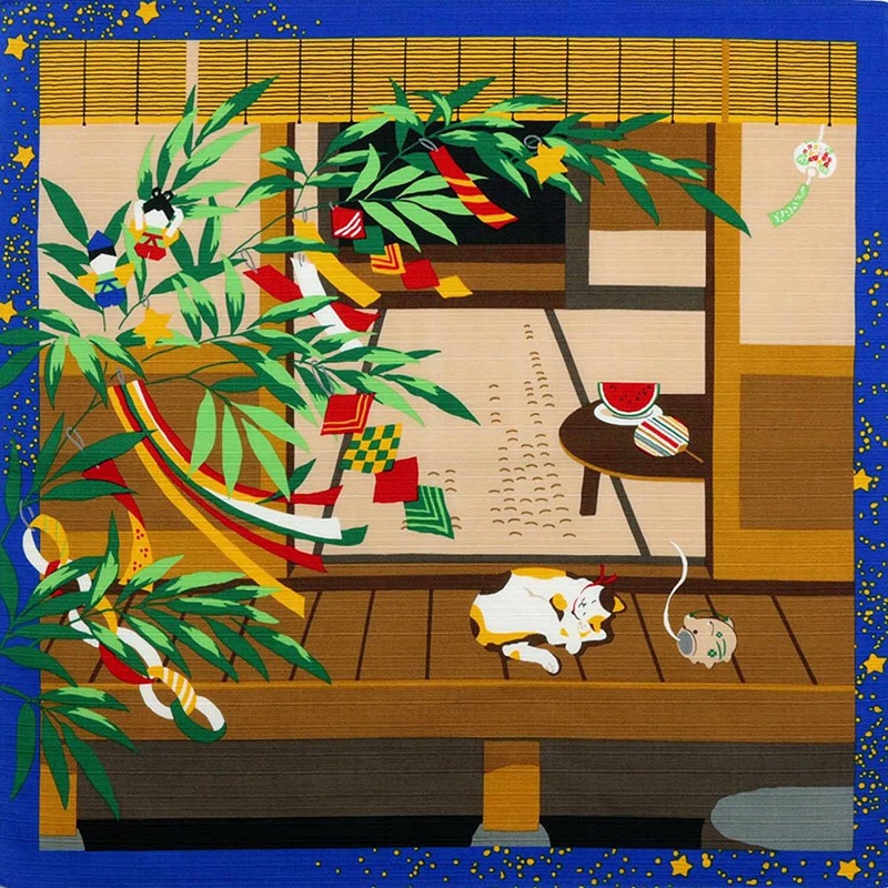 Mikeneko Mike – July Furoshiki (Japanese Wrapping Cloth)