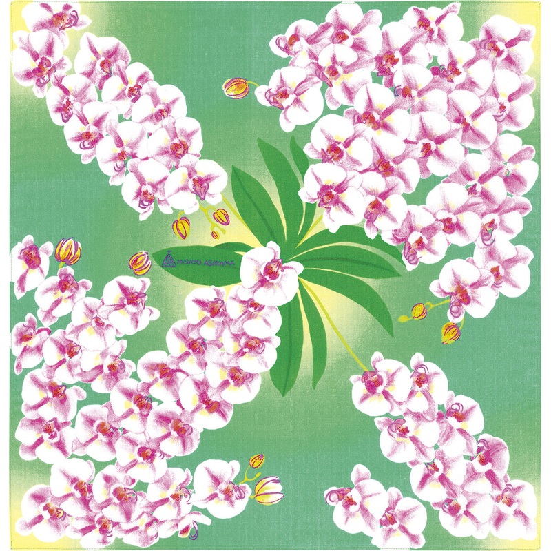 Asayama Misato – Kochoran (Phalaenopsis orchid)  50 x 50 cm Furoshiki (Japanese Wrapping Cloth)