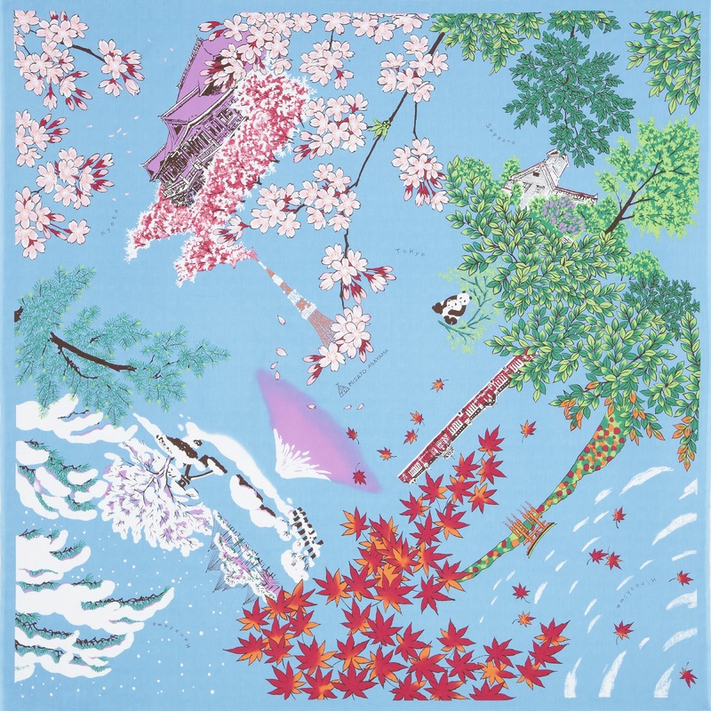 Asayama Misato – Nihon no shiki (Japan’s four seasons)   112 x 112 cm  Furoshiki (Japanese Wrapping Cloth)