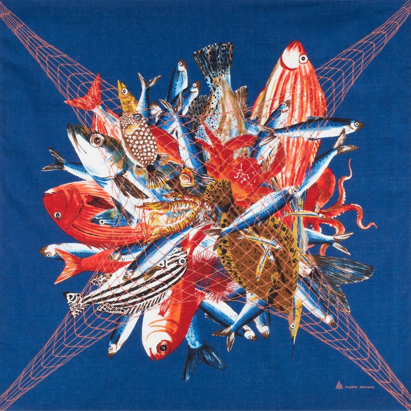 Asayama Misato – Sea Harvest 97 x 97 cm Furoshiki (Japanese Wrapping Cloth)