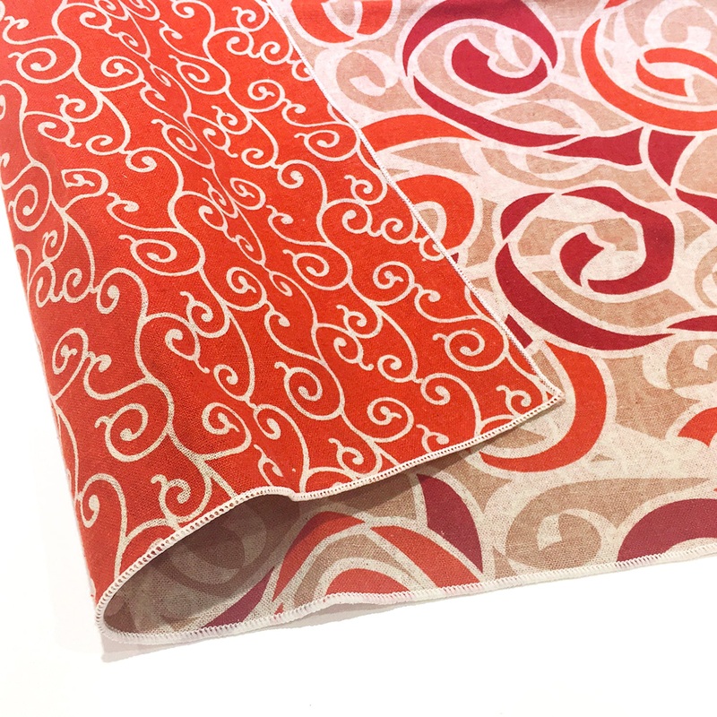 AtarashikiInishie –  Double-Sided Dyeing – Karakusa Red – Furoshiki (Japanese Wrapping Cloth)