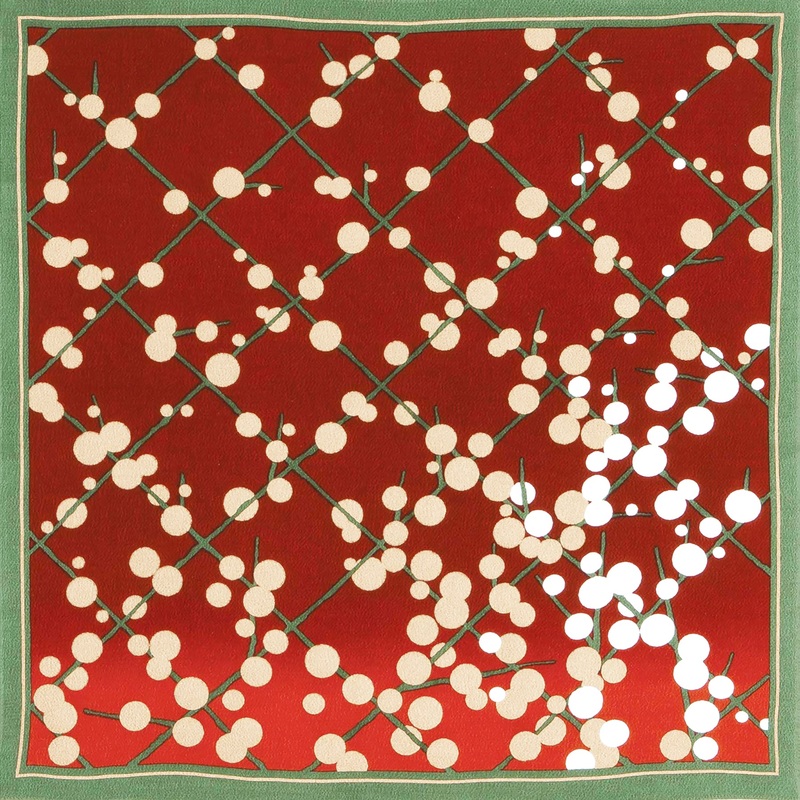 Kawashima – Chirimen Yuzen – Shoufuku Baika  – Furoshiki 68 x 68 cm  (Japanese Wrapping Cloth)