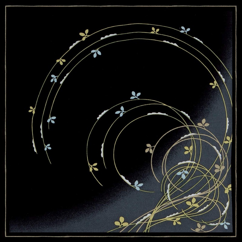 Kawashima – Chirimen Yuzen  – Shuuro Ryurei – Furoshiki 68 x 68 cm  (Japanese Wrapping Cloth)