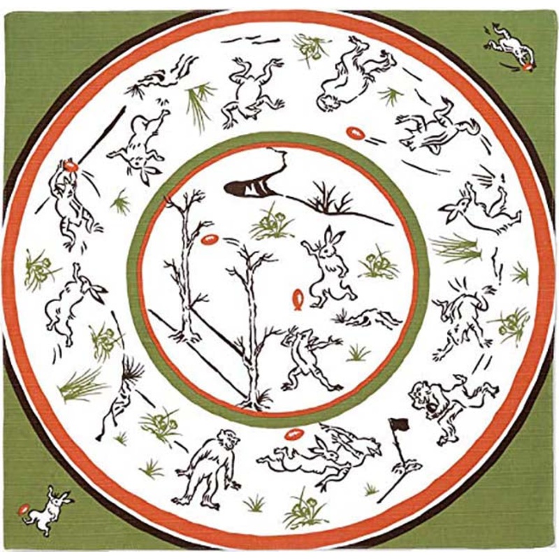 Kenema – Chojyugiga Rugby Green   – – Furoshiki 50 x 50 cm